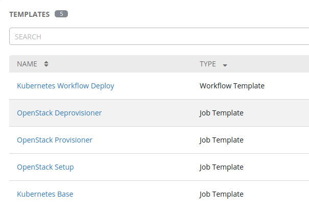 List of job templates we'll be building